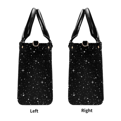 Starry Night Handbag, Black Celestial Crossbody Bag With Silver Stars