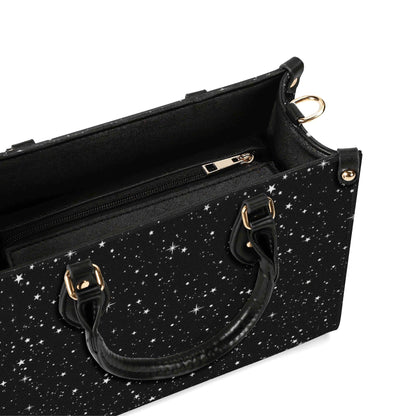 Starry Night Handbag, Black Celestial Crossbody Bag With Silver Stars
