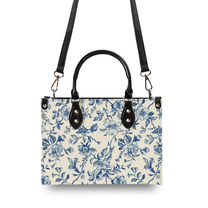 Chinoiserie Floral Vine Top Handle Crossbody Bag, Cobalt Blue Botanical Purse