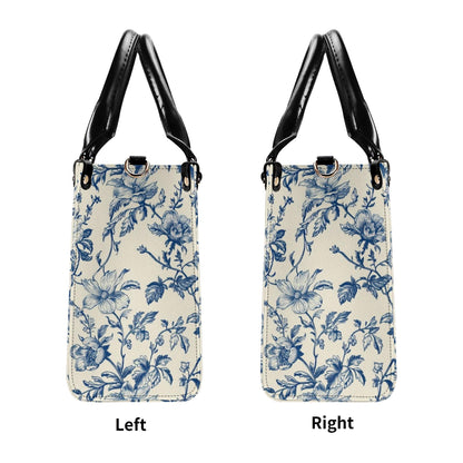 Chinoiserie Floral Vine Top Handle Crossbody Bag, Cobalt Blue Botanical Purse
