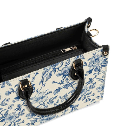 Chinoiserie Floral Vine Top Handle Crossbody Bag, Cobalt Blue Botanical Purse