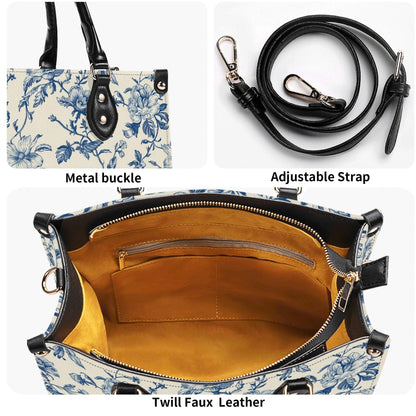 Chinoiserie Floral Vine Top Handle Crossbody Bag, Cobalt Blue Botanical Purse