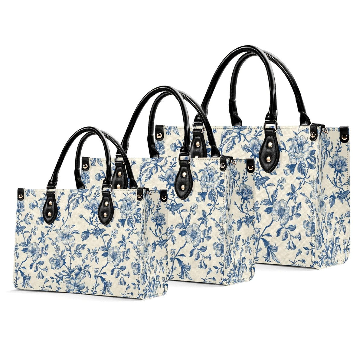 Chinoiserie Floral Vine Top Handle Crossbody Bag, Cobalt Blue Botanical Purse
