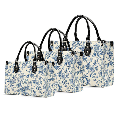 Chinoiserie Floral Vine Top Handle Crossbody Bag, Cobalt Blue Botanical Purse