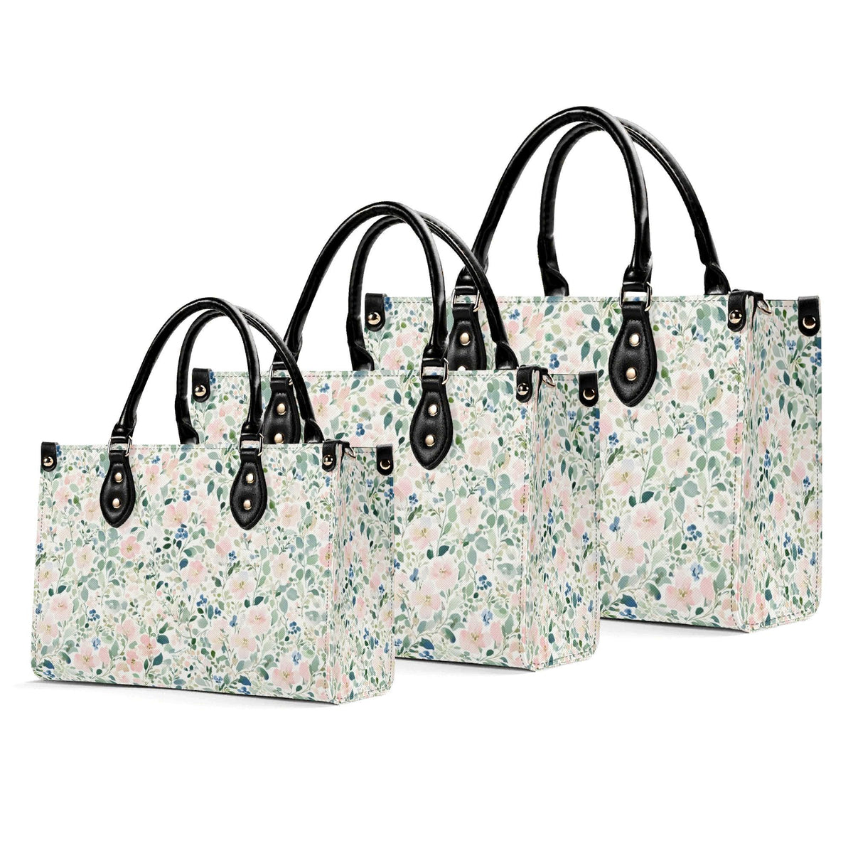 Romantic Floral Top Handle Handbag with Blush Blossoms and Crossbody Strap