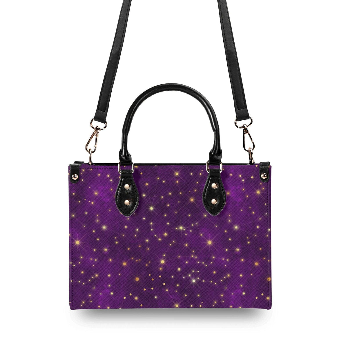 Whimsigoth Starry Sky Handbag, Purple Top Handle Crossbody Bag