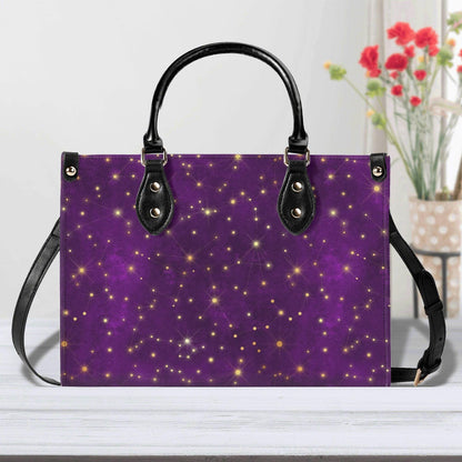 Whimsigoth Starry Sky Handbag, Purple Top Handle Crossbody Bag