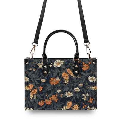 Romantic Butterfly Garden Top Handle Crossbody Bag, Botanical Floral Purse