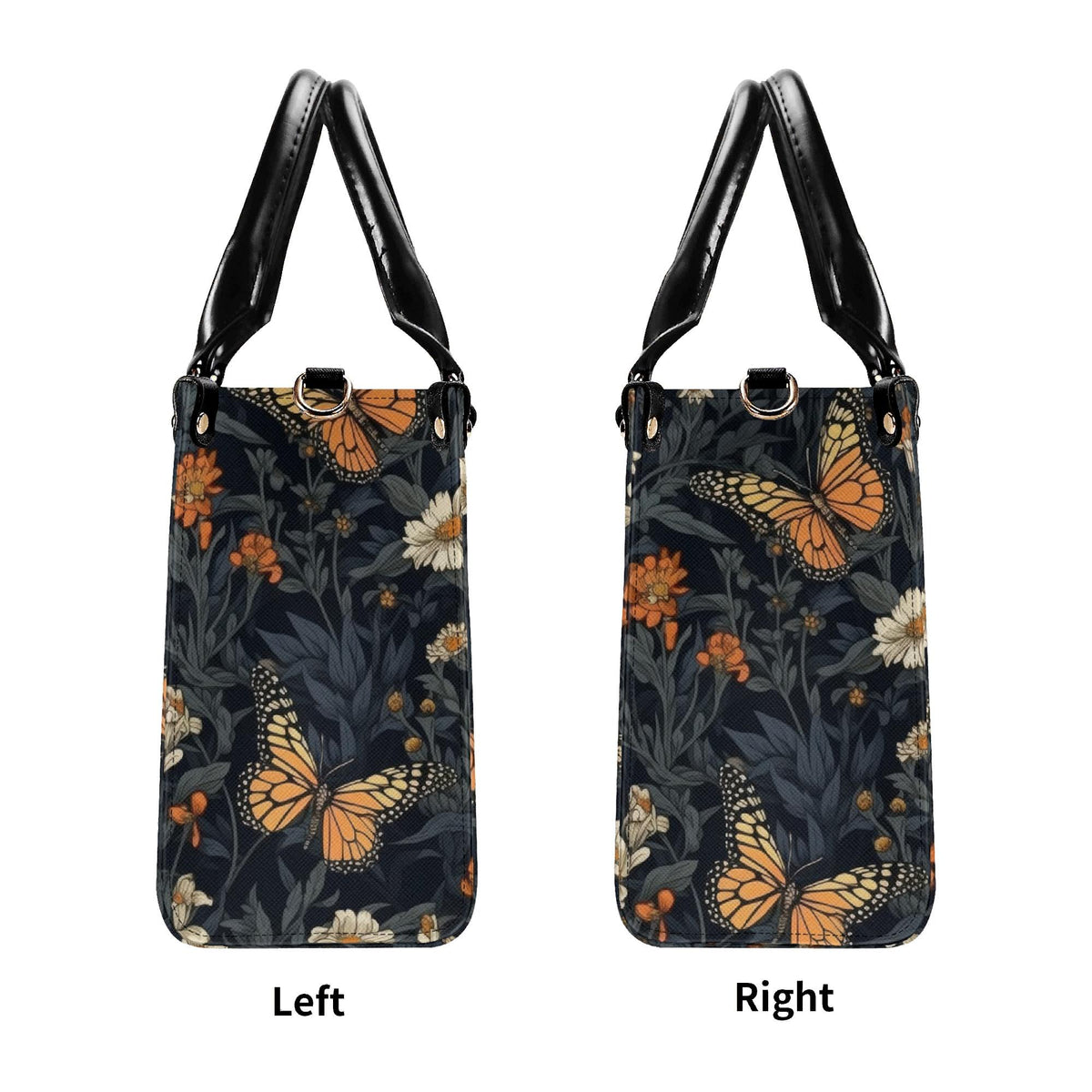 Romantic Butterfly Garden Top Handle Crossbody Bag, Botanical Floral Purse