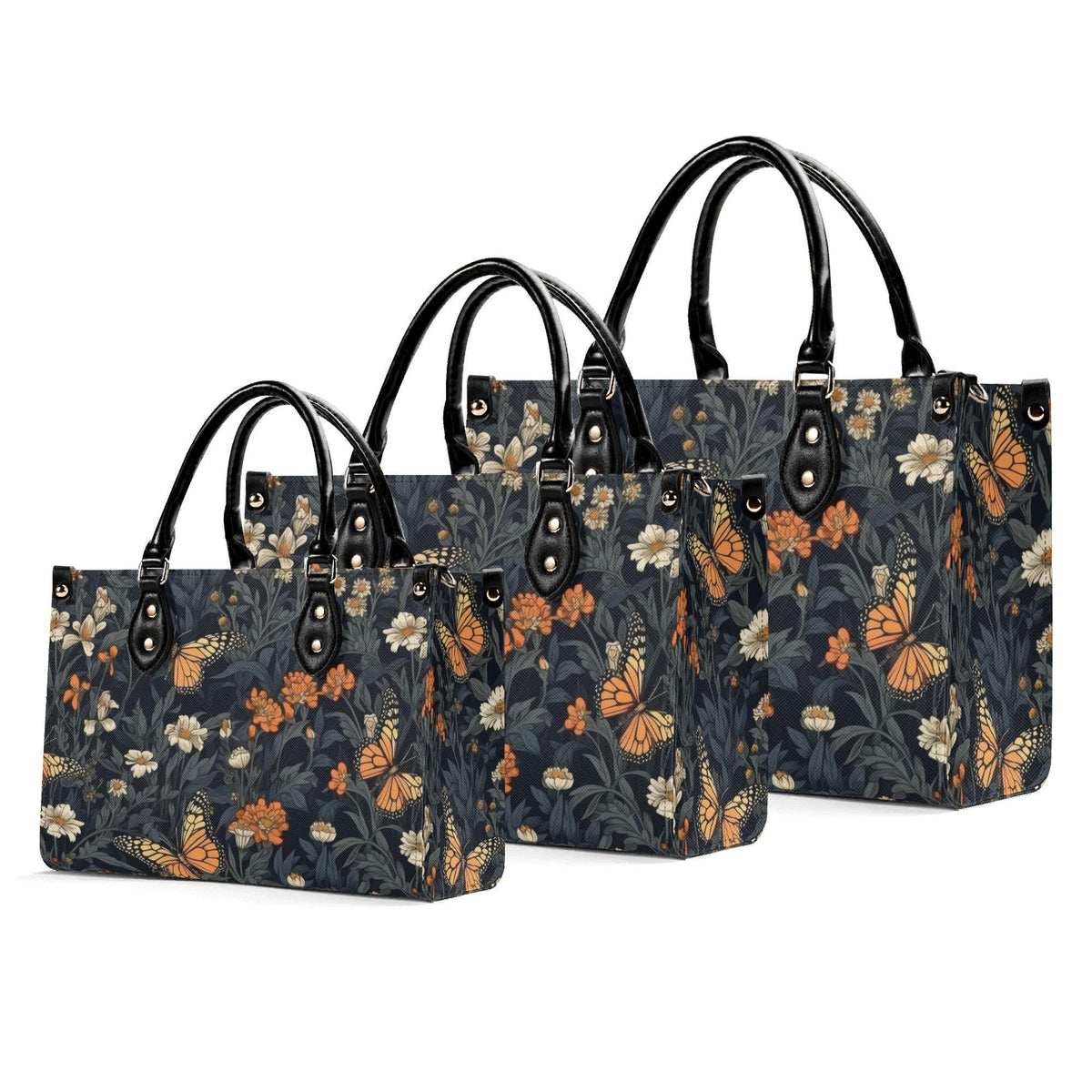 Romantic Butterfly Garden Top Handle Crossbody Bag, Botanical Floral Purse