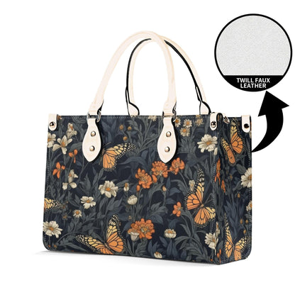 Romantic Butterfly Garden Top Handle Crossbody Bag, Botanical Floral Purse