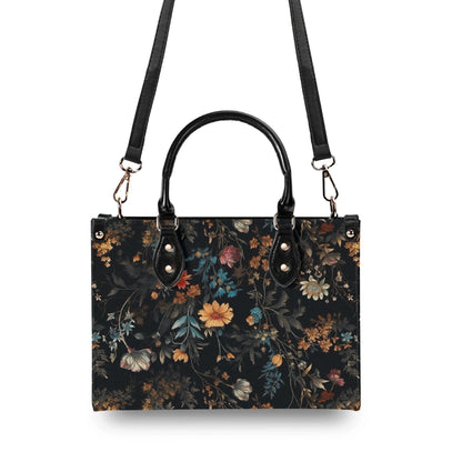 Wildflower Handbag, Dark Botanical Top Handle Crossbody Purse