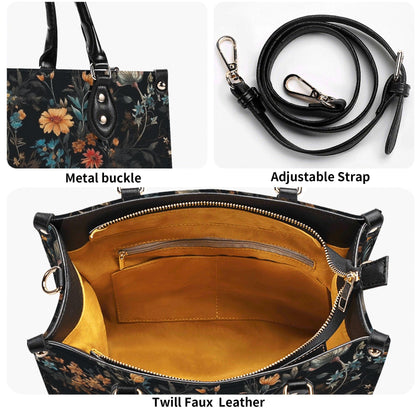 Wildflower Handbag, Dark Botanical Top Handle Crossbody Purse