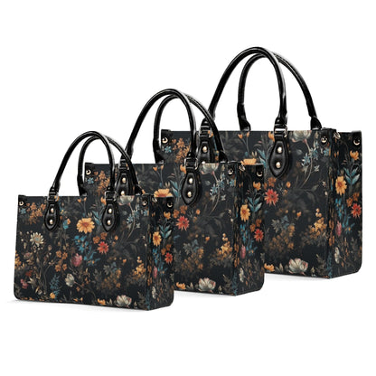 Wildflower Handbag, Dark Botanical Top Handle Crossbody Purse