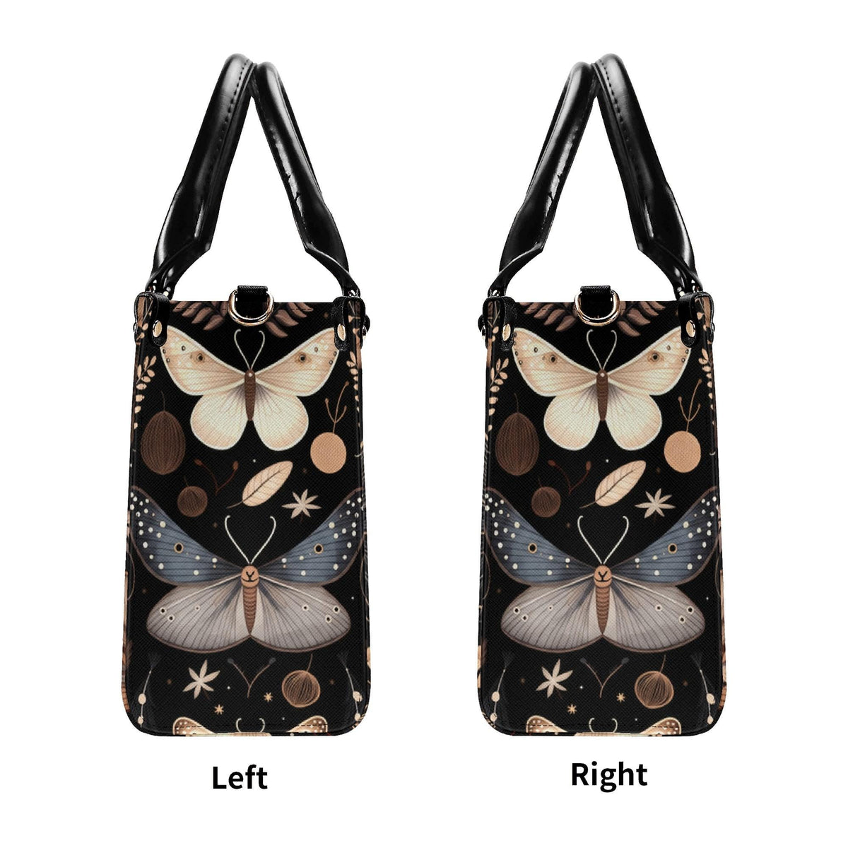 Whimsigoth Moth Print Top Handle Crossbody Bag, Botanical Butterfly Handbag
