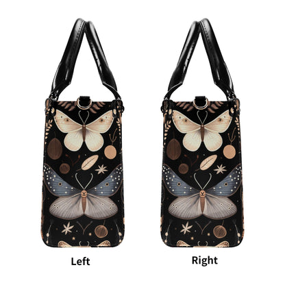 Whimsigoth Moth Print Top Handle Crossbody Bag, Botanical Butterfly Handbag