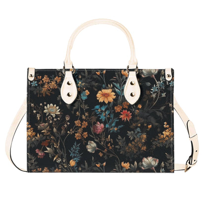 Wildflower Handbag, Dark Botanical Top Handle Crossbody Purse