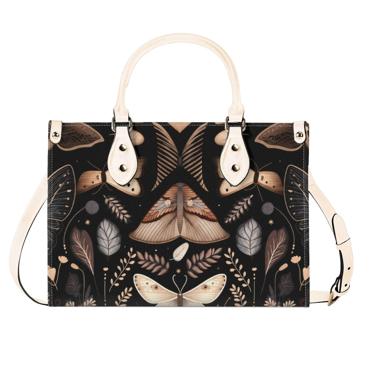 Whimsigoth Moth Print Top Handle Crossbody Bag, Botanical Butterfly Handbag