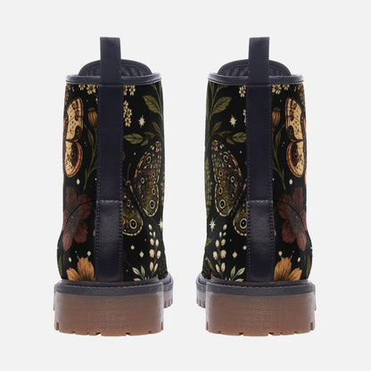 Moth Ankle Boots With Lace Up Front, Dark Botanical Floral Print