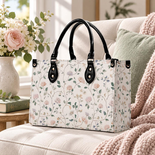 Cottage Garden Wildflower Handbag with Top Handles and Crossbody Strap