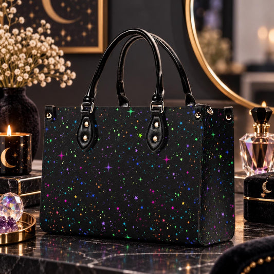 Star Speckled Top Handle Handbag with Detachable Crossbody Strap