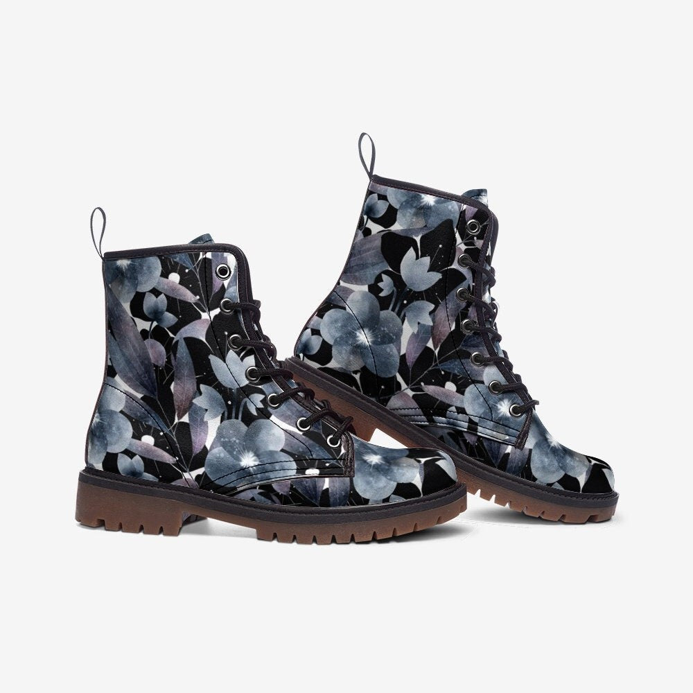 Boho Flowers Abstract Vegan Leather Unisex Boots