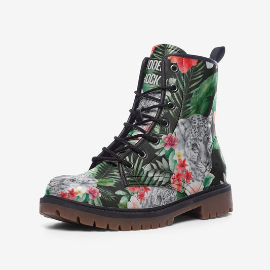 Tropical Jungle Green Vegan Leather Unisex Boots
