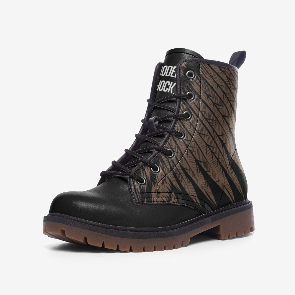 Gothic Wings Black Vegan Leather Unisex Boots