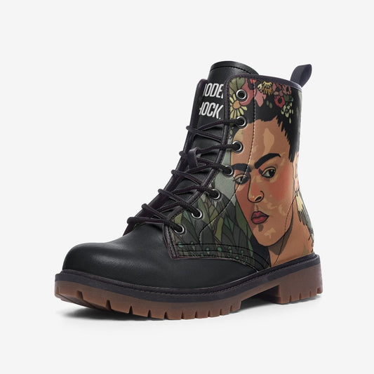 Frida Kahlo Black Vegan Leather Unisex Boots