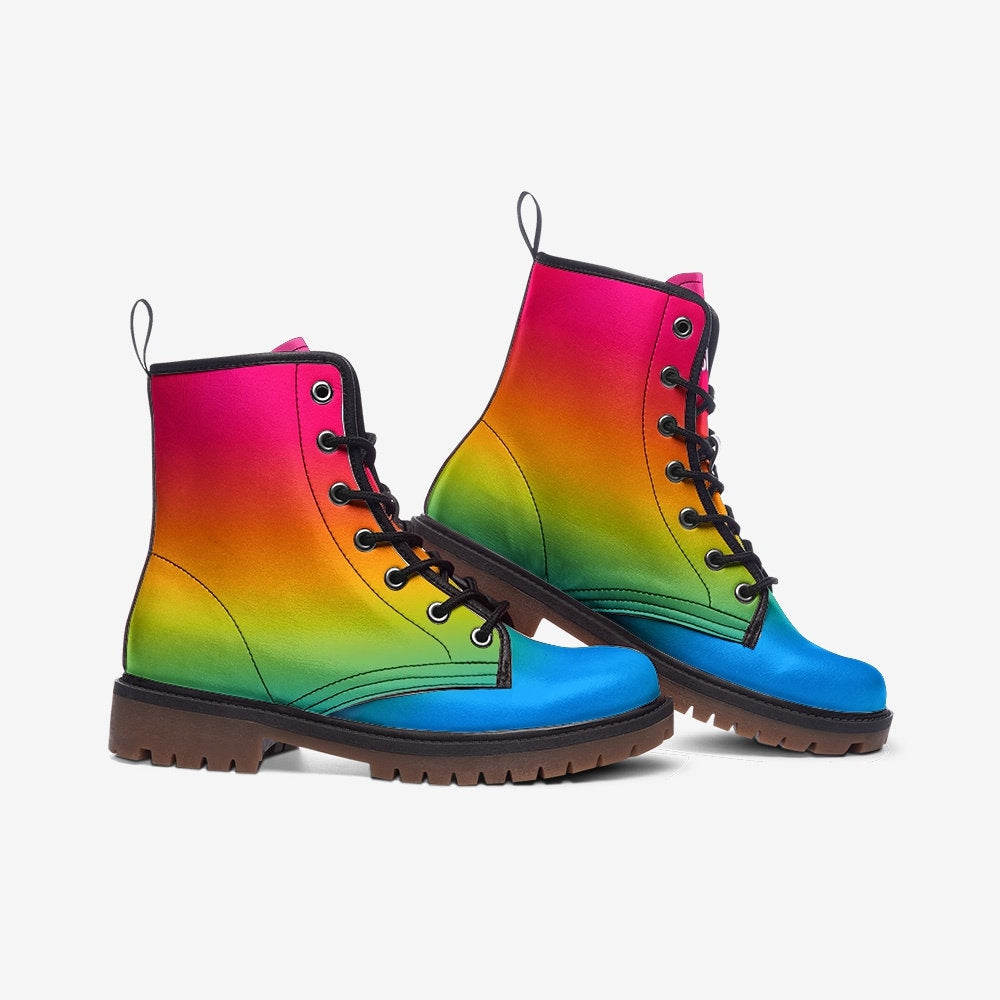 Pansexual Pan Flag LGBTQ+ Vegan Leather Unisex Boots