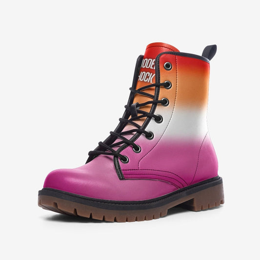 Lesbian Flag LGBTQ+ Vegan Leather Unisex Boots