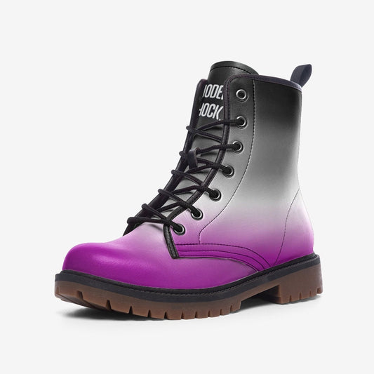 Asexual Flag LGHTQ+ Vegan Leather Unisex Boots