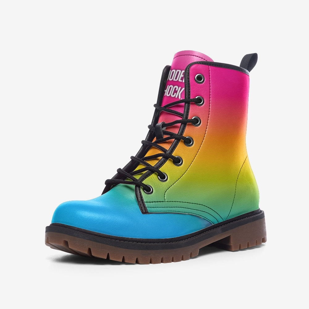 Pansexual Pan Flag LGBTQ+ Vegan Leather Unisex Boots