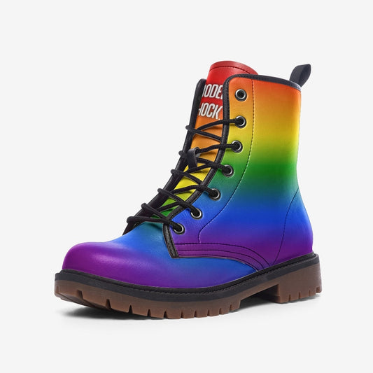 LGBTQ+ Rainbow Flag Vegan Leather Unisex Boots