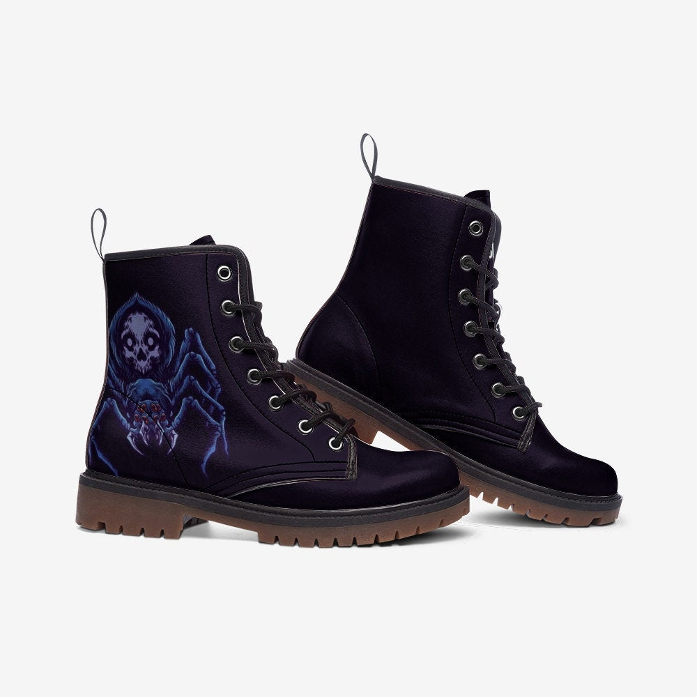 Dark Spider Gothic Vegan Leather Unisex Boots