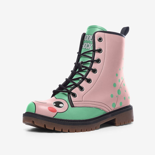 Frog Green & Pink Vegan Leather Unisex Boots