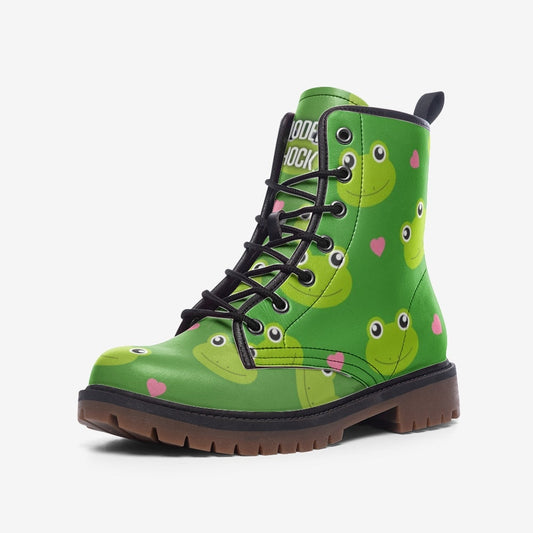 Kawaii Frog Vegan Leather Unisex Boots