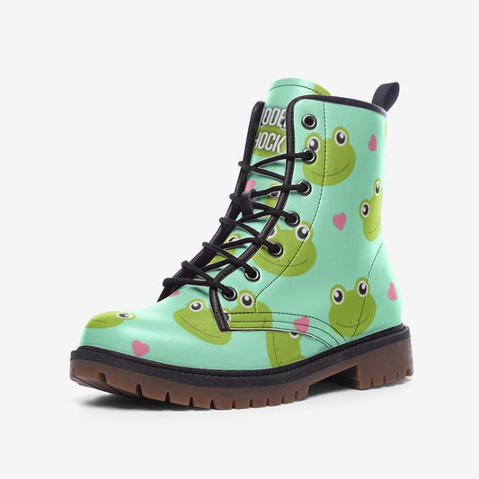 Kawaii Pastel Frog Vegan Leather Unisex Boots