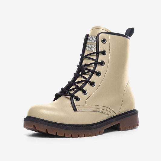 Beige Vegan Leather Unisex Boots