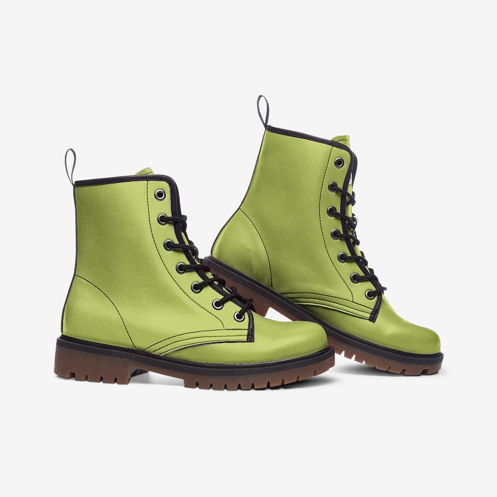 Lime Green Vegan Leather Unisex Boots