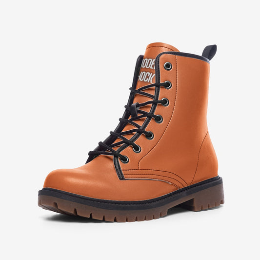 Orange Vegan Leather Unisex Boots