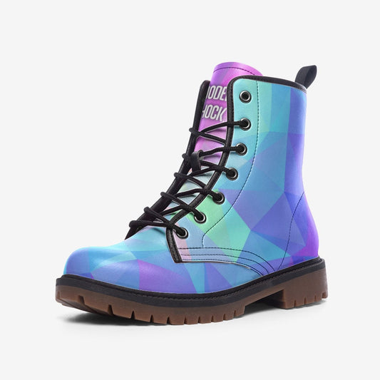 Rainbow Poly Crystal Vegan Leather Unisex Boots