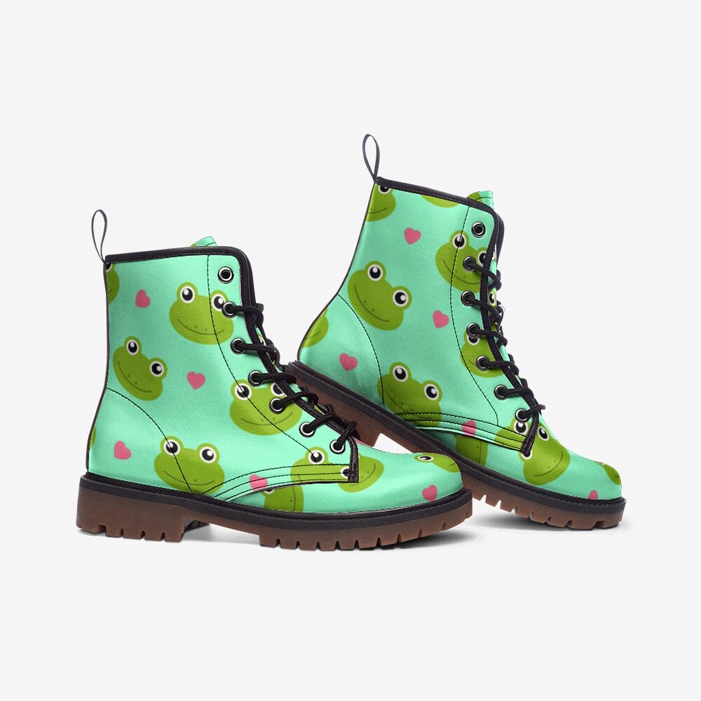 Kawaii Pastel Frog Vegan Leather Unisex Boots