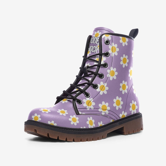 Purple Daisies Vegan Leather Unisex Boots
