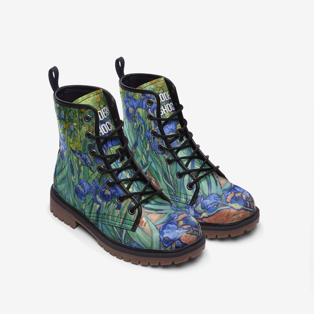 Irises Van Gogh Leather Vegan Leather Unisex Boots