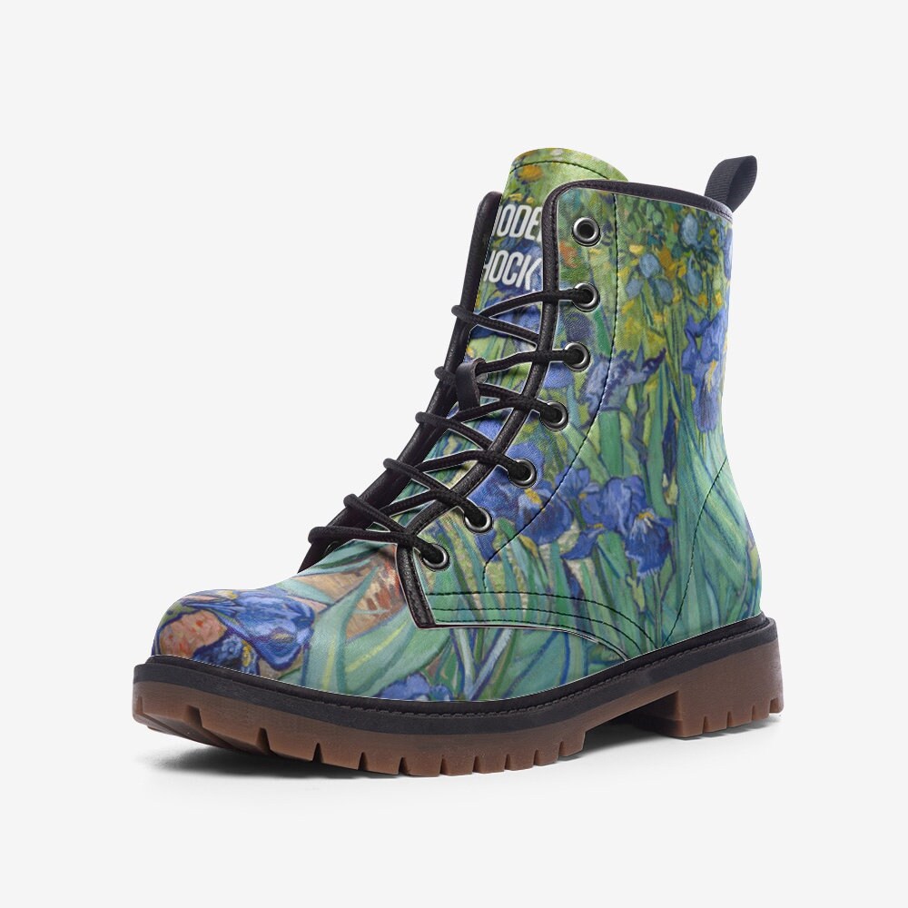 Irises Van Gogh Leather Vegan Leather Unisex Boots