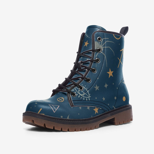 Wicca Navy Vegan Leather Unisex Boots