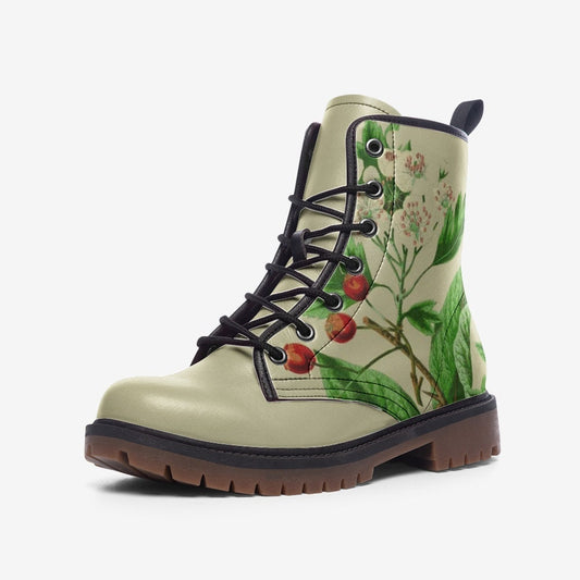 Vintage Flowers Dusty Green Vegan Leather Unisex Boots