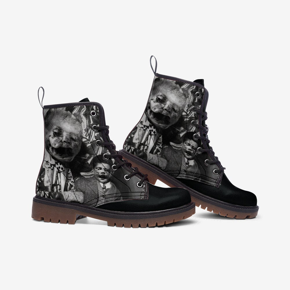 Horror Black Goth Vegan Leather Unisex Boots