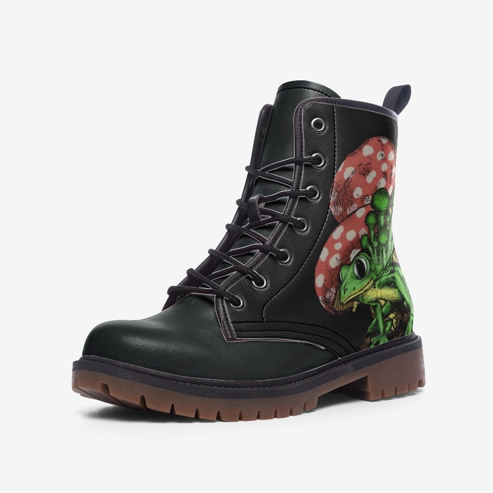 Frogs With Mushroom Vegan Leather Unisex Boots